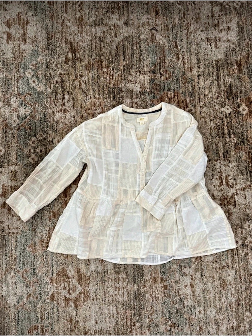 Maeve Geometric White Blouse Size Small